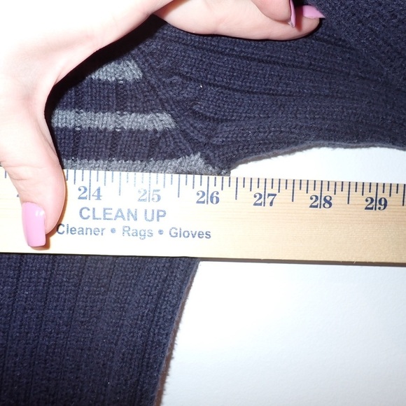 J. Crew 100% Cotton Navy and White Stripe Knit Heavyweight V Neck Sweater Sz XL - Picture 8 of 9